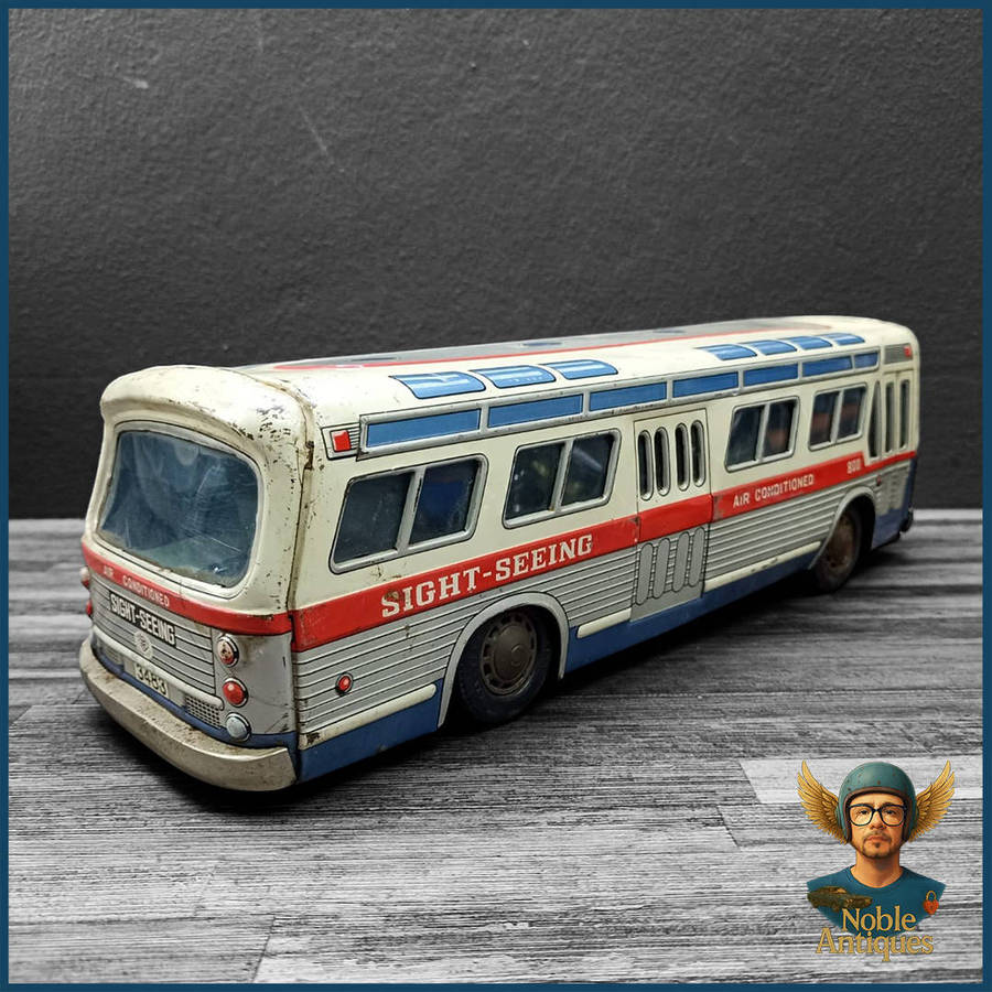 Large Vintage 1960's Japanese Litho Tin Toy Bus 40cm