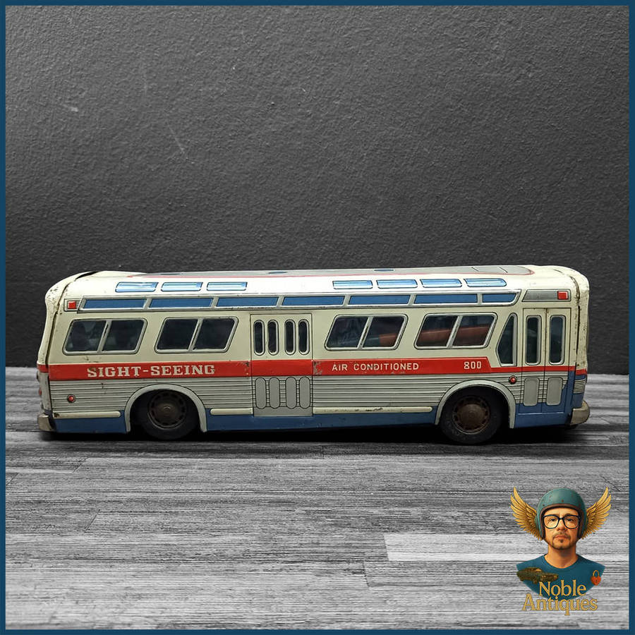 Large Vintage 1960's Japanese Litho Tin Toy Bus 40cm