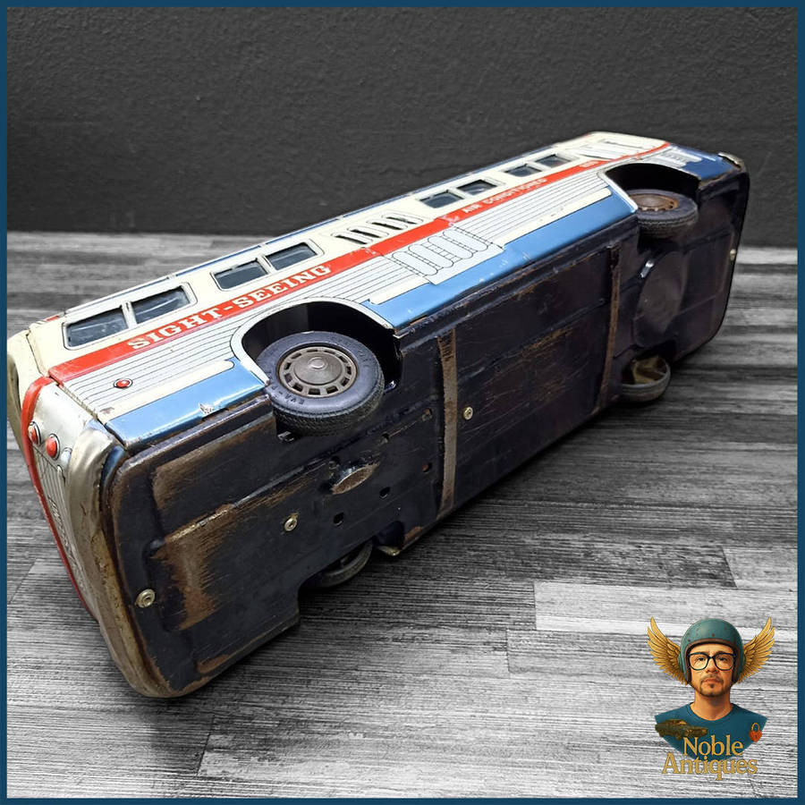 Large Vintage 1960's Japanese Litho Tin Toy Bus 40cm