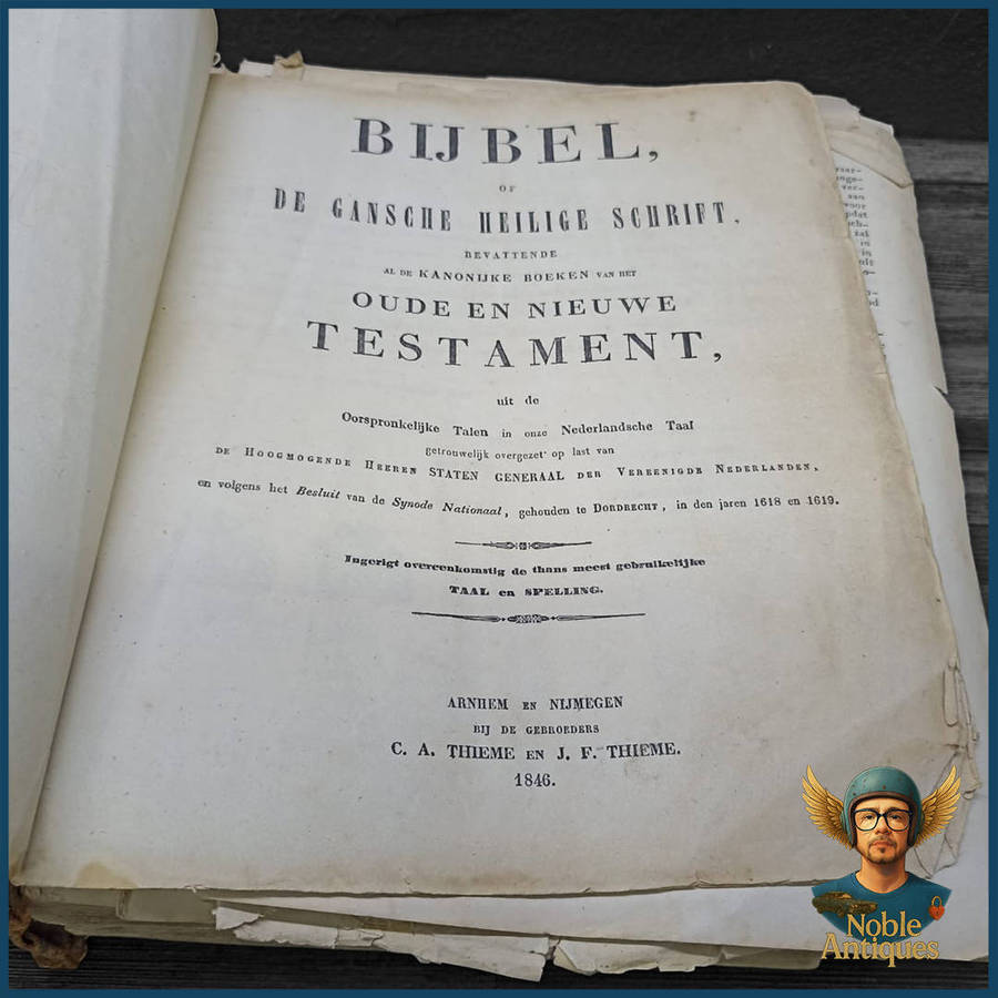 Large Antique Dutch Bible, Printed In 1846 By C. A. Thieme And J. F. Thieme In Arnhem