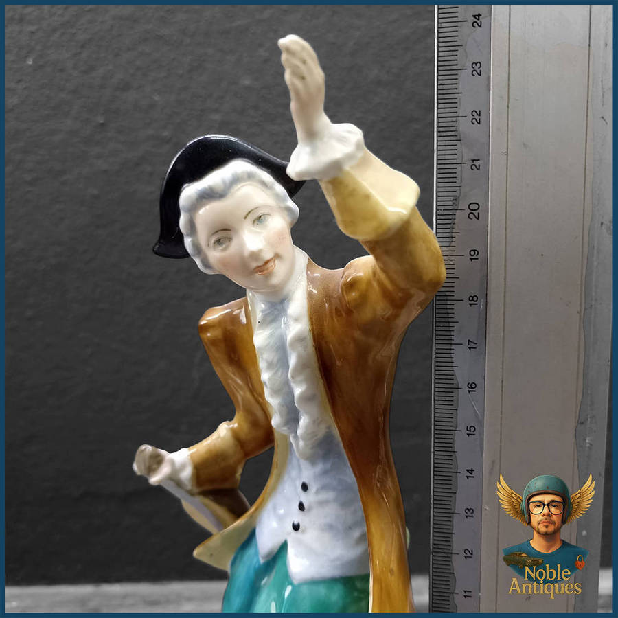 Crown Staffordshire Hand-painted Porcelain Figure Meissen Colonial Georgian Male Figurine