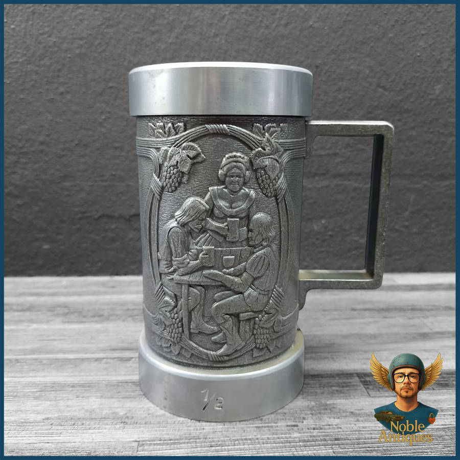 Large Vintage Pewter Beer Stein Or Mug From Austria