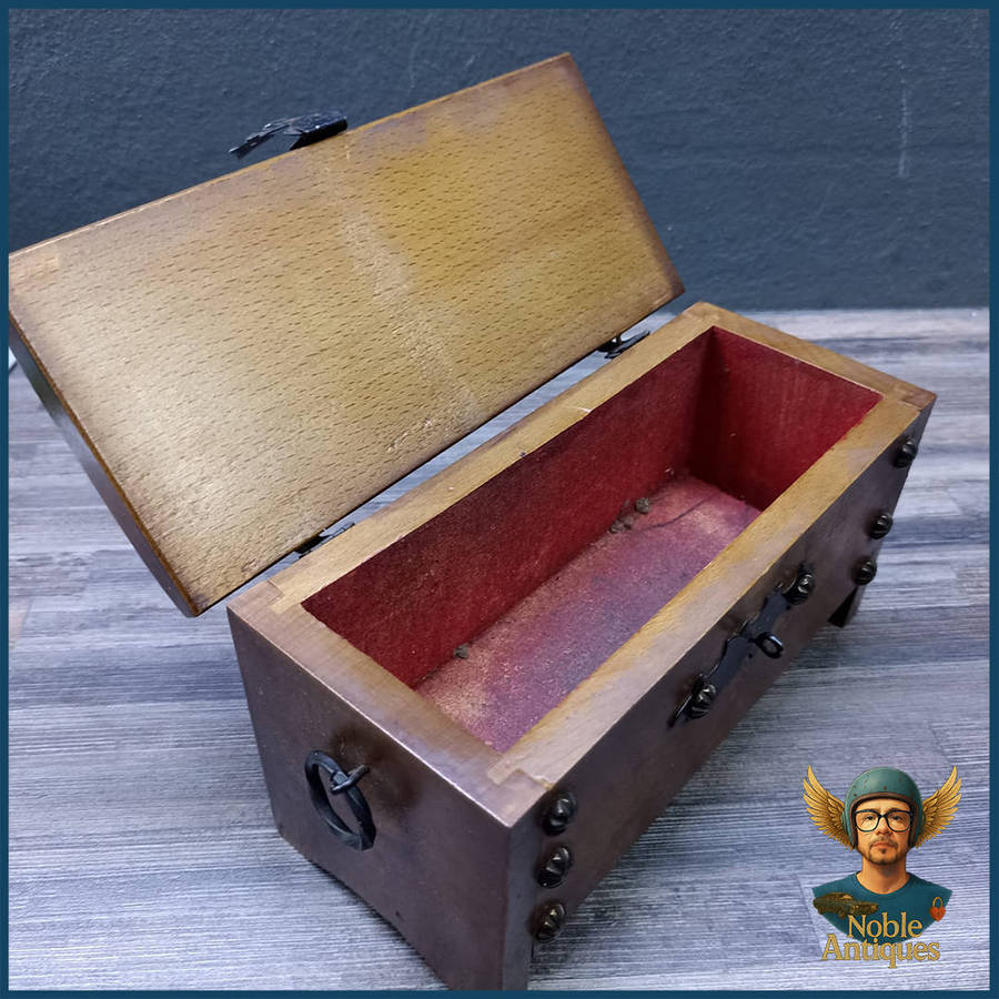 Vintage Treasure Chest Wooden Trinket Or Jewelry Box
