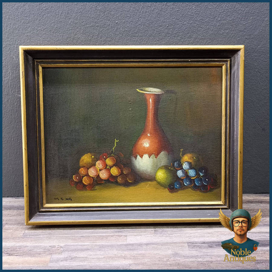 Vintage Framed Signed Oil on Board Still Life