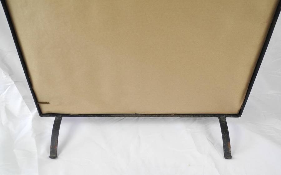 Vintage Wrought Iron Fire Screen with Floral Tapestry Panel