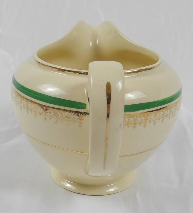 1930s Vintage Johnson Bros Victorian Range Large Jug - Green & Gold Gilt