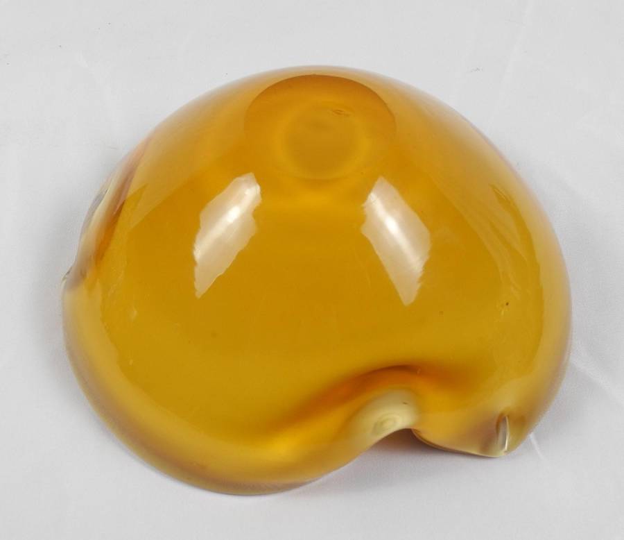 Mid-Century Modern Murano Sommerso Red and Amber Heavy Cased Glass  Bowl