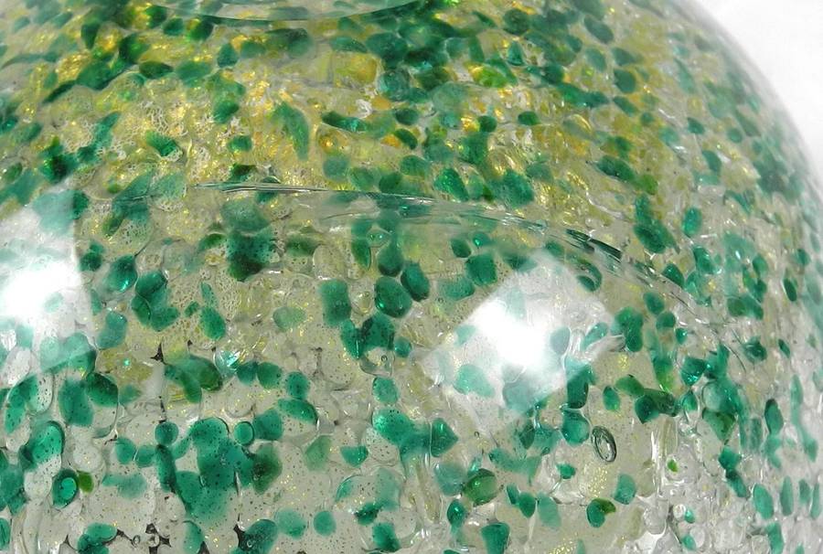 Mid-Century Modern Murano Green and Gold Flecked Bowl