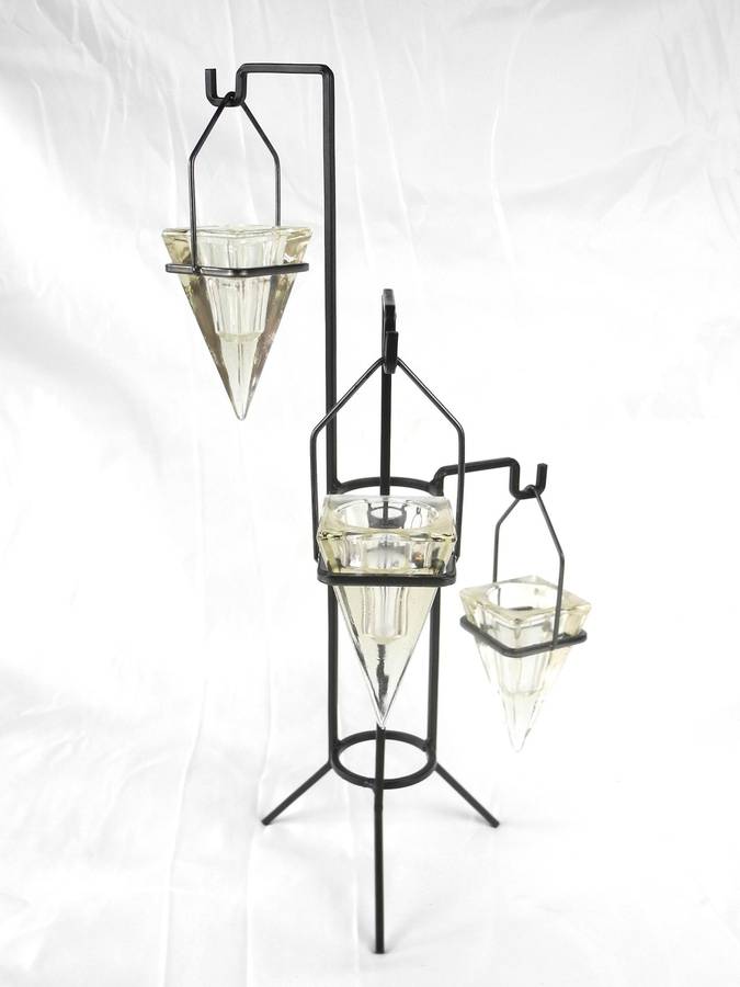 Vintage Industrial Glass & Metal Hanging Candle Holder