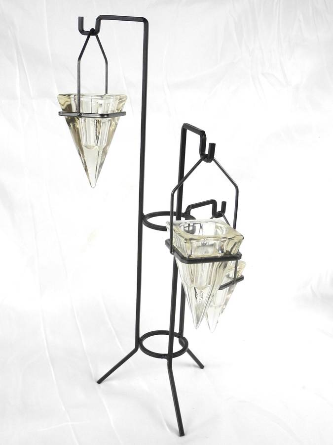 Vintage Industrial Glass & Metal Hanging Candle Holder