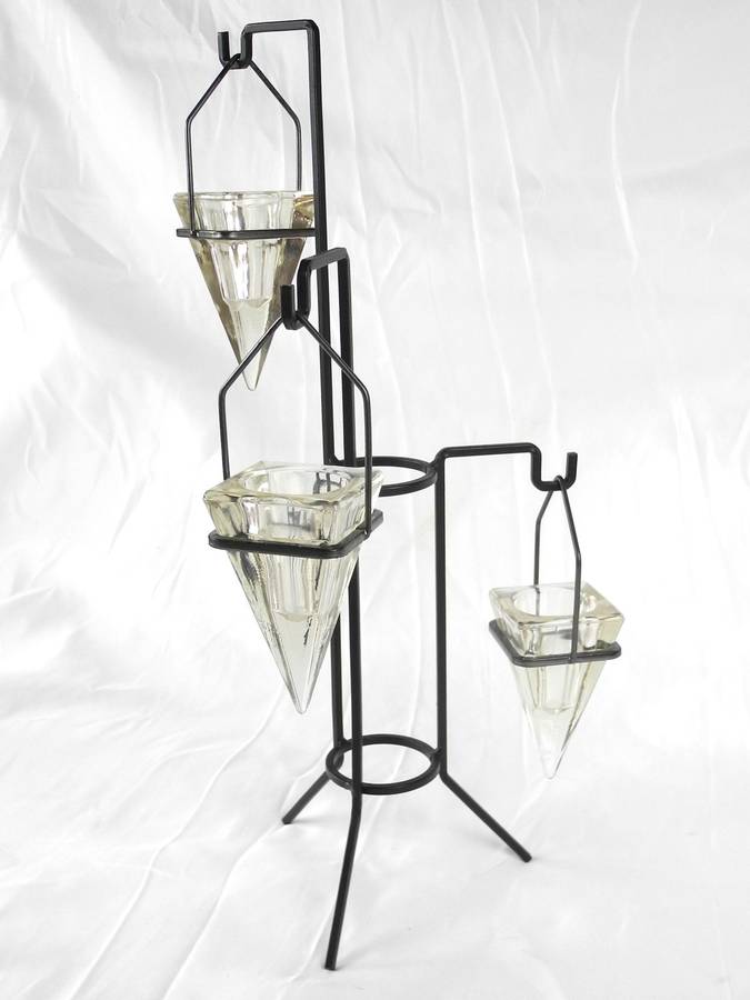 Vintage Industrial Glass & Metal Hanging Candle Holder