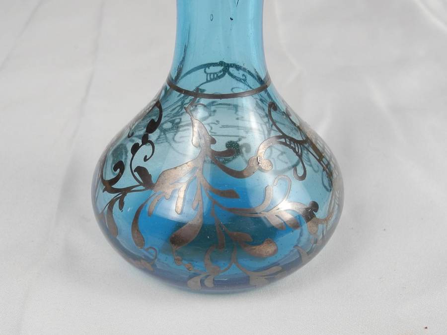 Vintage Murano Glass Vase - Elegant Blue with Gold Detailing and Signed Label