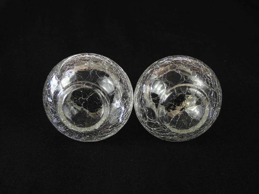 Two Antique .925 Sterling Silver Rimed Crackle Glass Vases (1903)