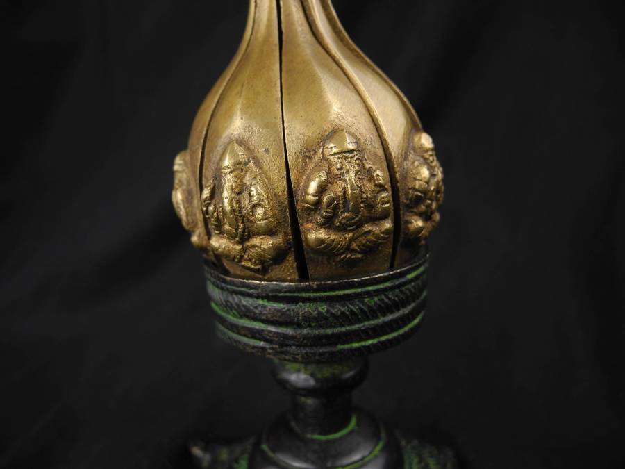 Vintage Bronze Lotus & Turtle Candle Holder