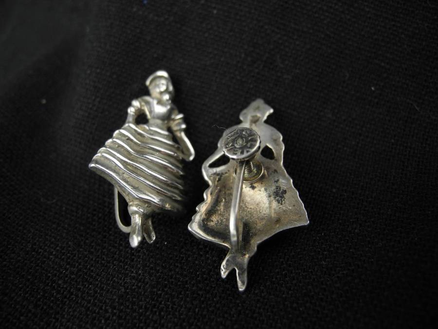 Vintage Sterling Silver Screw Back Earrings (925)