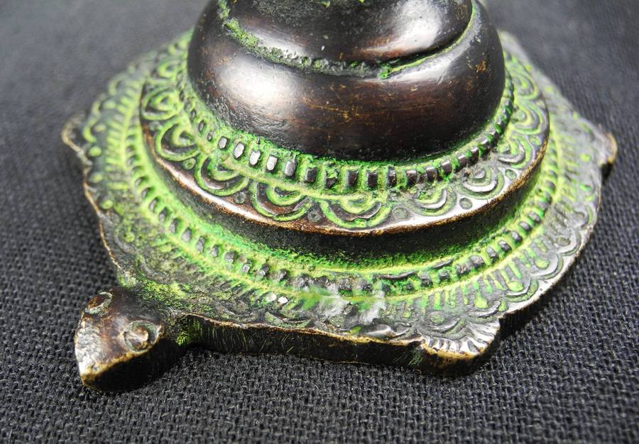 Vintage Bronze Lotus & Turtle Candle Holder