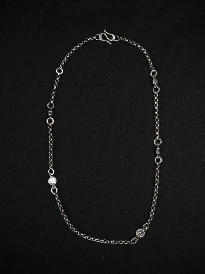 Vintage .925 Sterling Silver Chain Necklace with Floral Accents (32.9g)