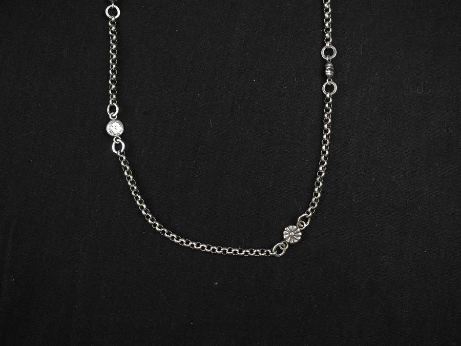 Vintage .925 Sterling Silver Chain Necklace with Floral Accents (32.9g)