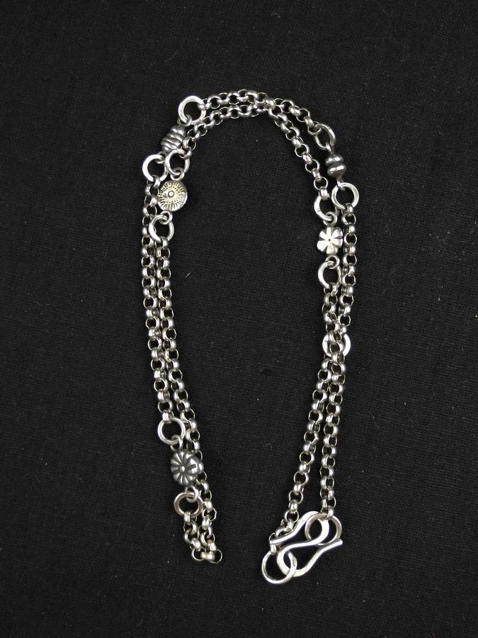 Vintage .925 Sterling Silver Chain Necklace with Floral Accents (32.9g)