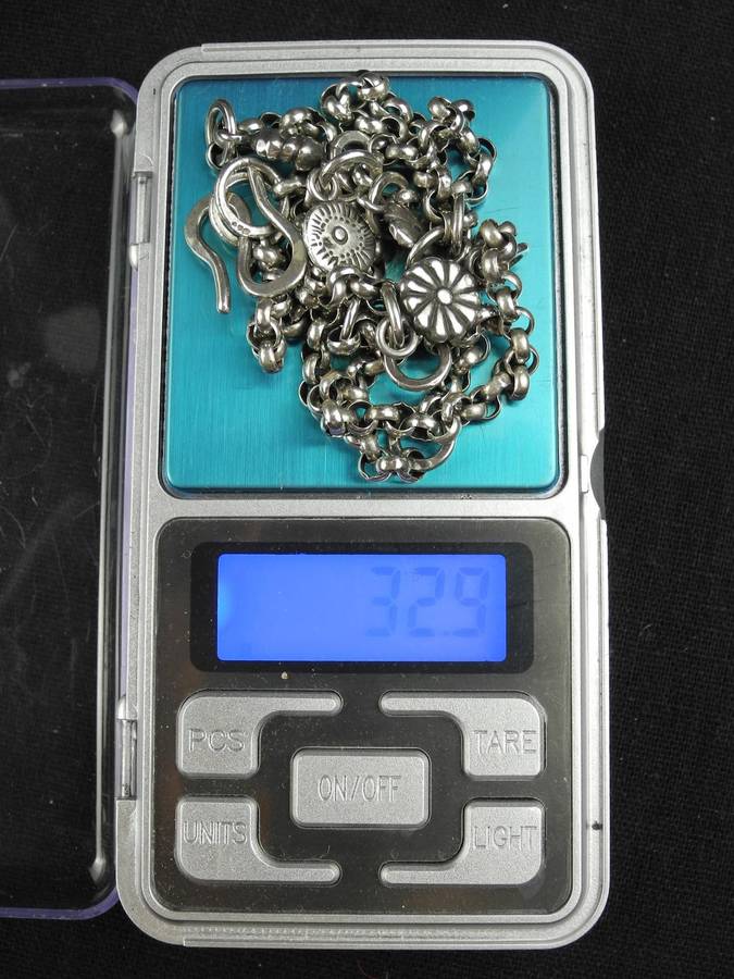 Vintage .925 Sterling Silver Chain Necklace with Floral Accents (32.9g)