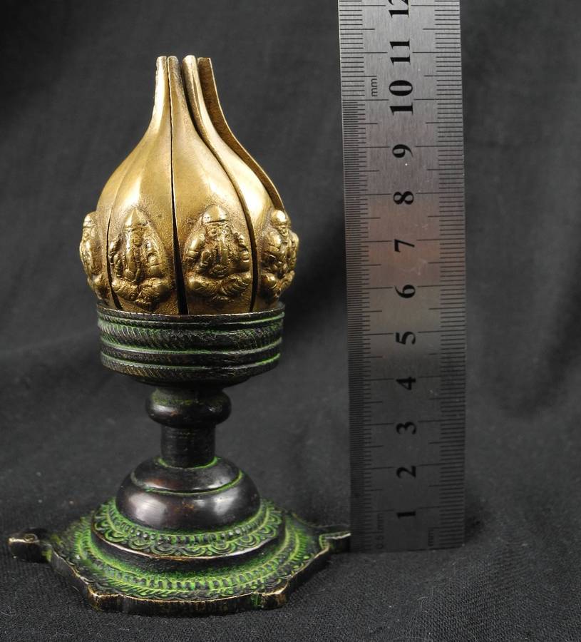 Vintage Bronze Lotus & Turtle Candle Holder
