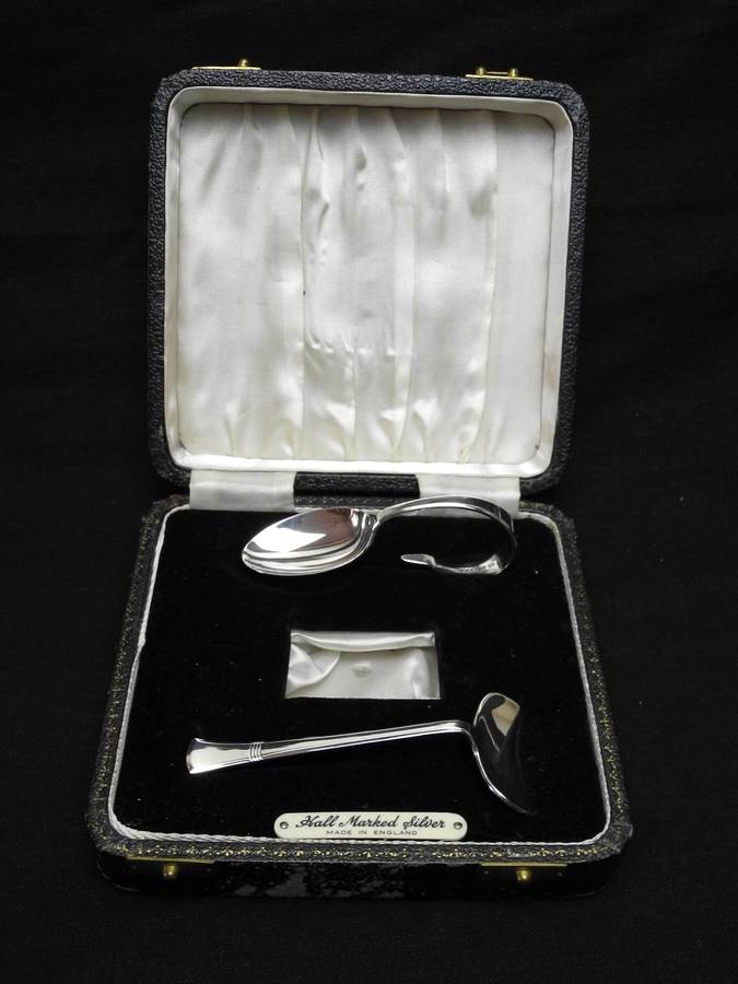 Hallmarked .925 Sterling Silver Baby Spoon and Pusher, Birmingham 1948 (34.8g)