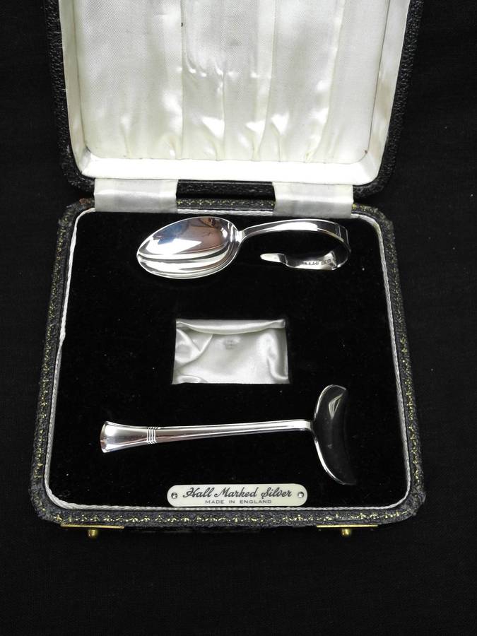 Hallmarked .925 Sterling Silver Baby Spoon and Pusher, Birmingham 1948 (34.8g)