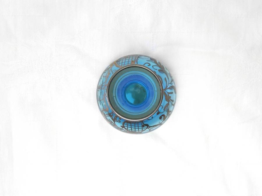 Vintage Murano Glass Vase - Elegant Blue with Gold Detailing and Signed Label