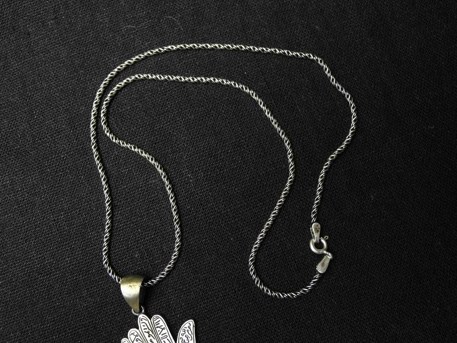 Vintage .925 Sterling Silver Hamsa Pendant on Sterling Silver Rope Chain (13.5g)