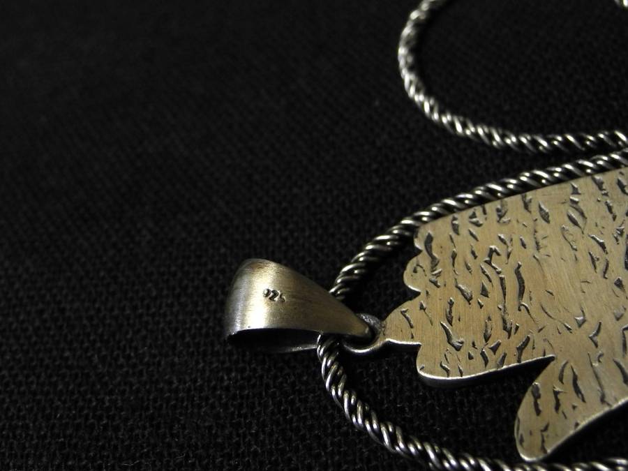 Vintage .925 Sterling Silver Hamsa Pendant on Sterling Silver Rope Chain (13.5g)