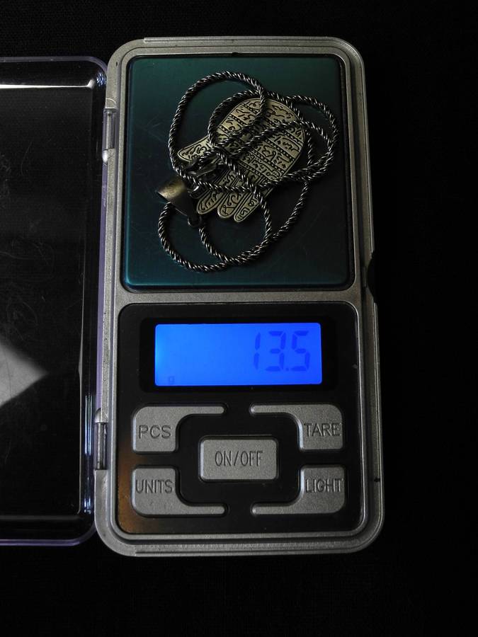 Vintage .925 Sterling Silver Hamsa Pendant on Sterling Silver Rope Chain (13.5g)