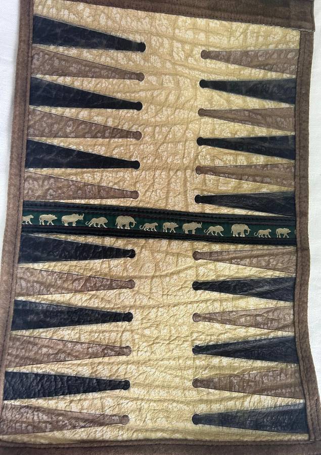 Leather Backgammon Roll-Up Set