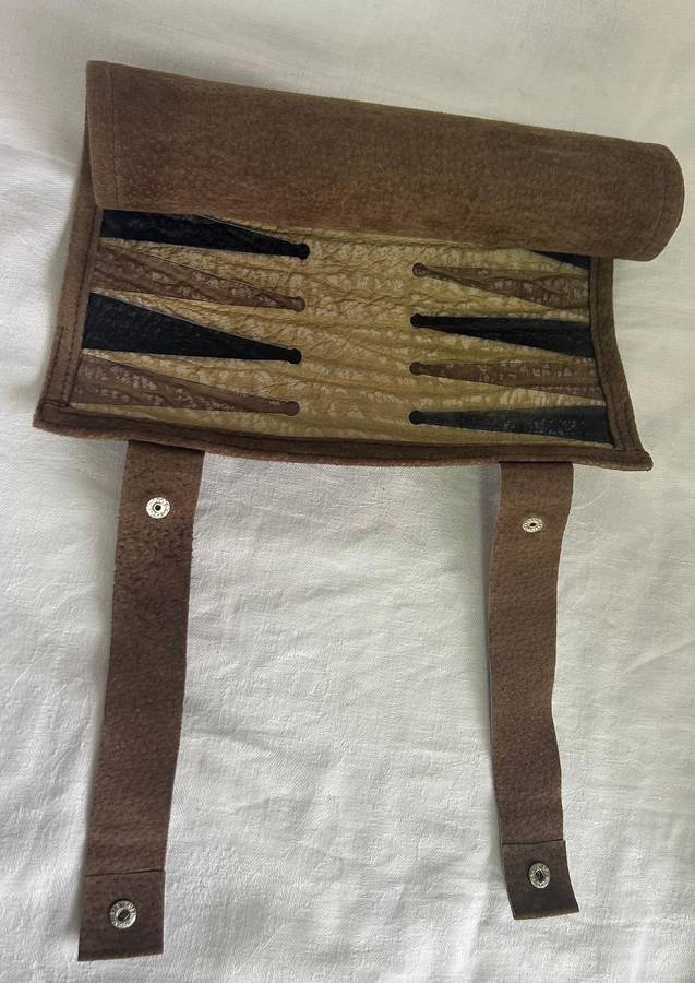Leather Backgammon Roll-Up Set