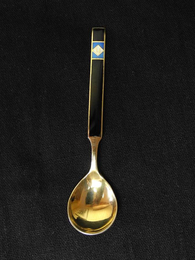 .925 Norwegian Gilded Sterling Silver and Enamel Demitasse Spoon (9.3g)