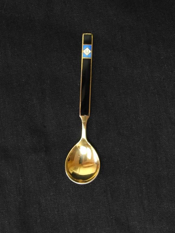 .925 Norwegian Gilded Sterling Silver and Enamel Demitasse Spoon (9.3g)