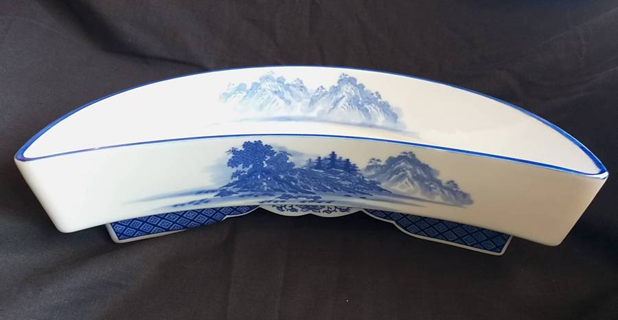 Vintage Japanese Porcelain Crescent-shaped Vase