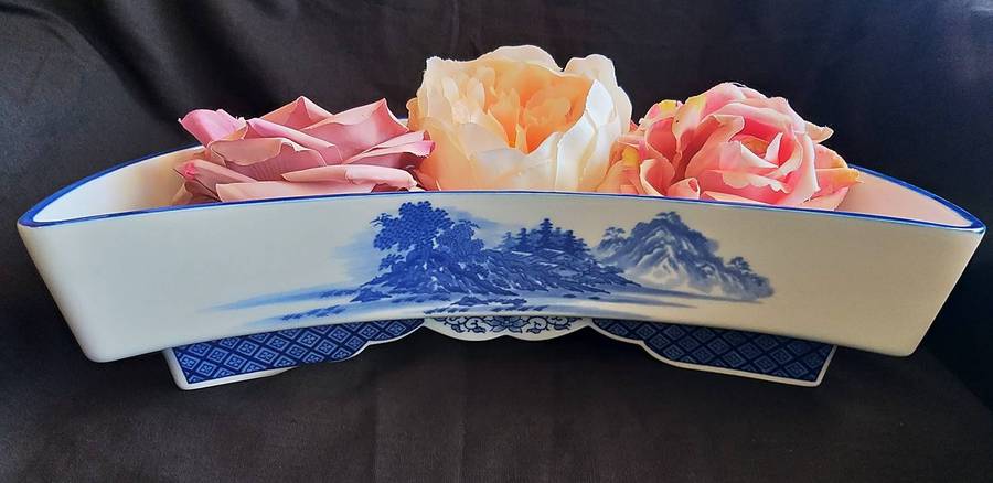 Vintage Japanese Porcelain Crescent-shaped Vase