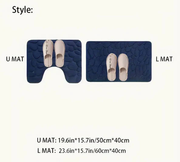 Toilet Bathroom Mat set - BLACK 2 Piece