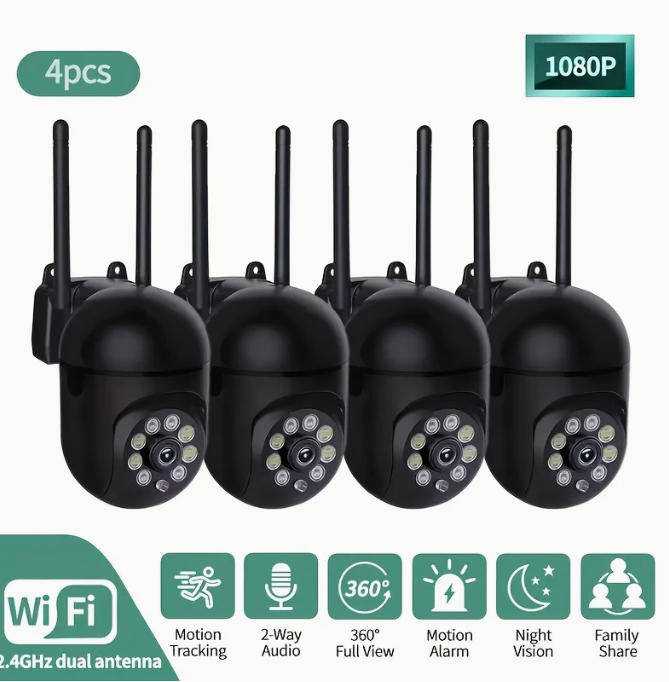 4-Pack 360° Panoramic Wireless Camera with 1080P Full HD Image | USB Powered