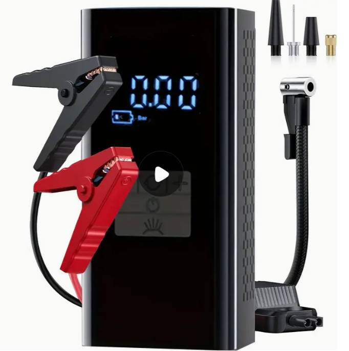 2 in 1 Car Battery Starter Kit with 150 PSI Air Compressor, Jump Start Cable Box