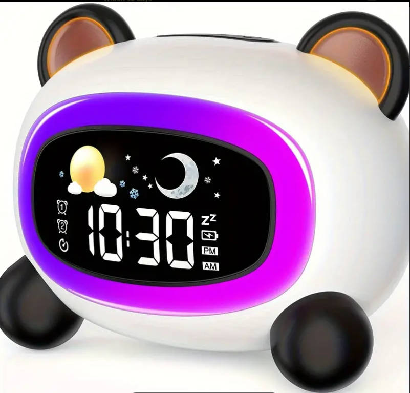 USB Rechargeable Sleep Training Alarm Clock with Sun & Moon Design