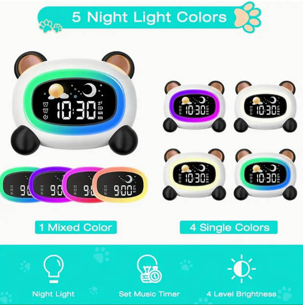 USB Rechargeable Sleep Training Alarm Clock with Sun & Moon Design