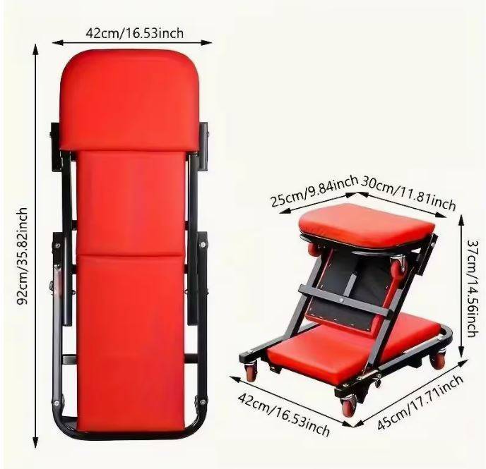 2-in-1 Z-Track Climbing Chair 36Inch Adjustable Rolling Garage Chair Heavy-Duty Creeper - Black