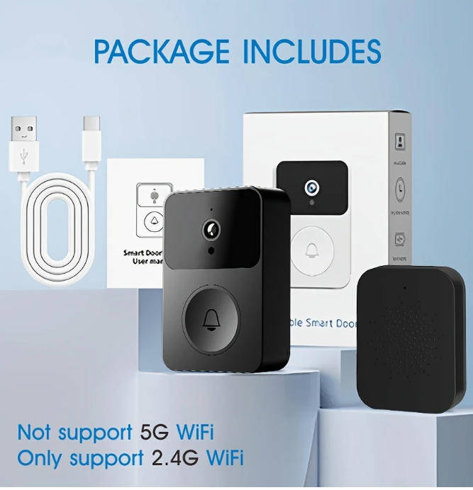 Smart Visual Doorbell with Camera, 480p HD Video, App Control, Built-in Speaker