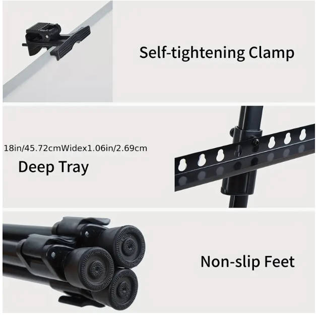 Foldable,Portable Painting Thickened Iron Easel, Adjustable Height with Carrybag