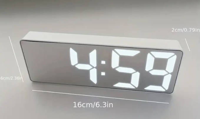 Modern LED Digital Alarm Clock - Large Display, Adjustable Brightness, 12/24 Hours - Black