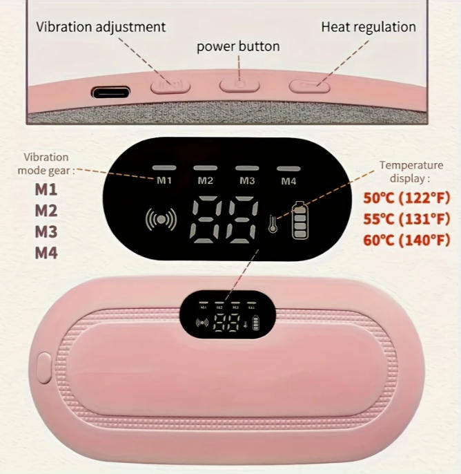 USB Rechargeable Portable Menstrual Heating Pad - Abdominal & Waist Massage Mat with Lithium Battery
