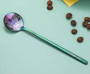 Starbucks coffee latte spoon stirrer - Oil Slick - set of 4 - teaspoon