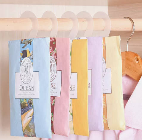 Scented Hanging Wardrobe Sachets Bag Freshener Fragrance Air Drawer - Pack of 5