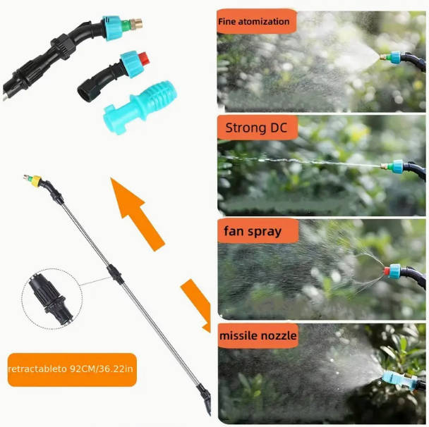 1800mAh 5L Portable Electric Watering Can with Adjustable Nozzle, Lithium Battery, Sprayer